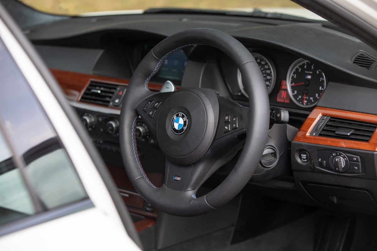 BMW M cockpit with leather steering wheel